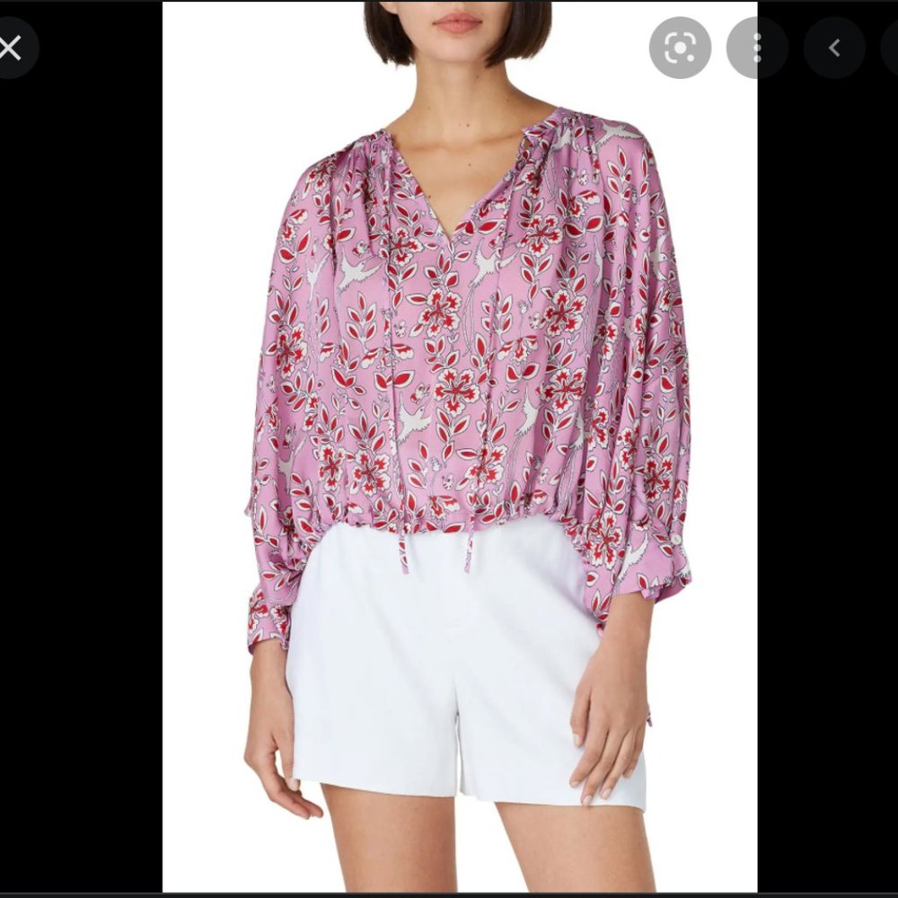 🔥Sales - Rhode Helene gathered printed crepe de chine blouse - Size M